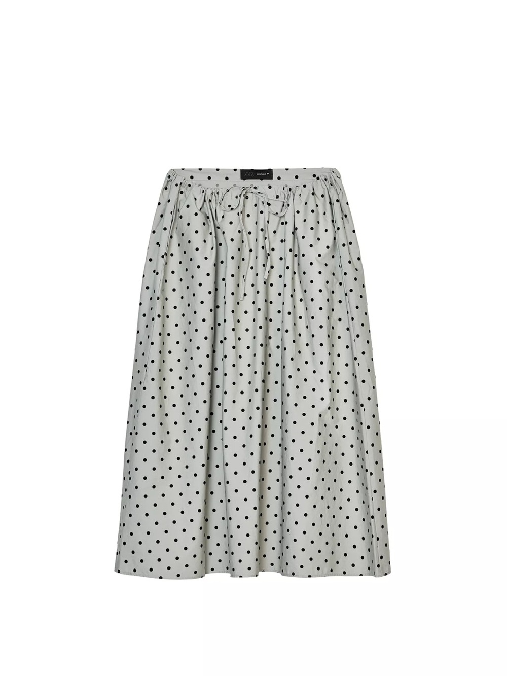Zara Cream Midi Skirt with Black Polka Dots